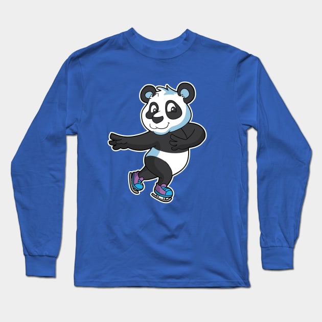 Figure Skate Panda Bear Ice Skater Winter Sports Long Sleeve T-Shirt by E